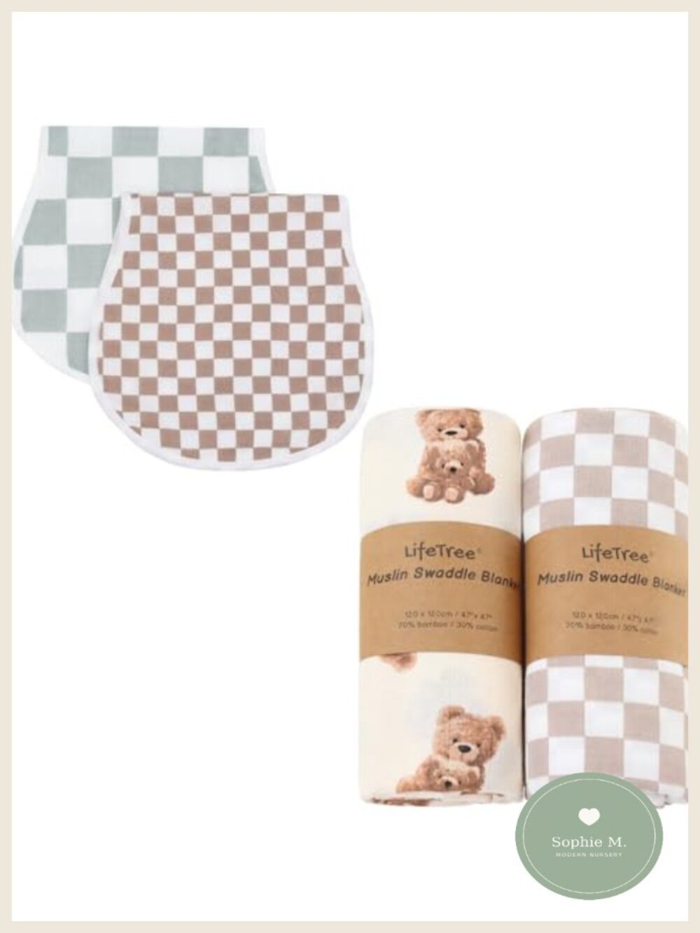 Muslin Swaddle Blankets & Burp Cloths 70% Viscose from Bamboo 30% Cotton